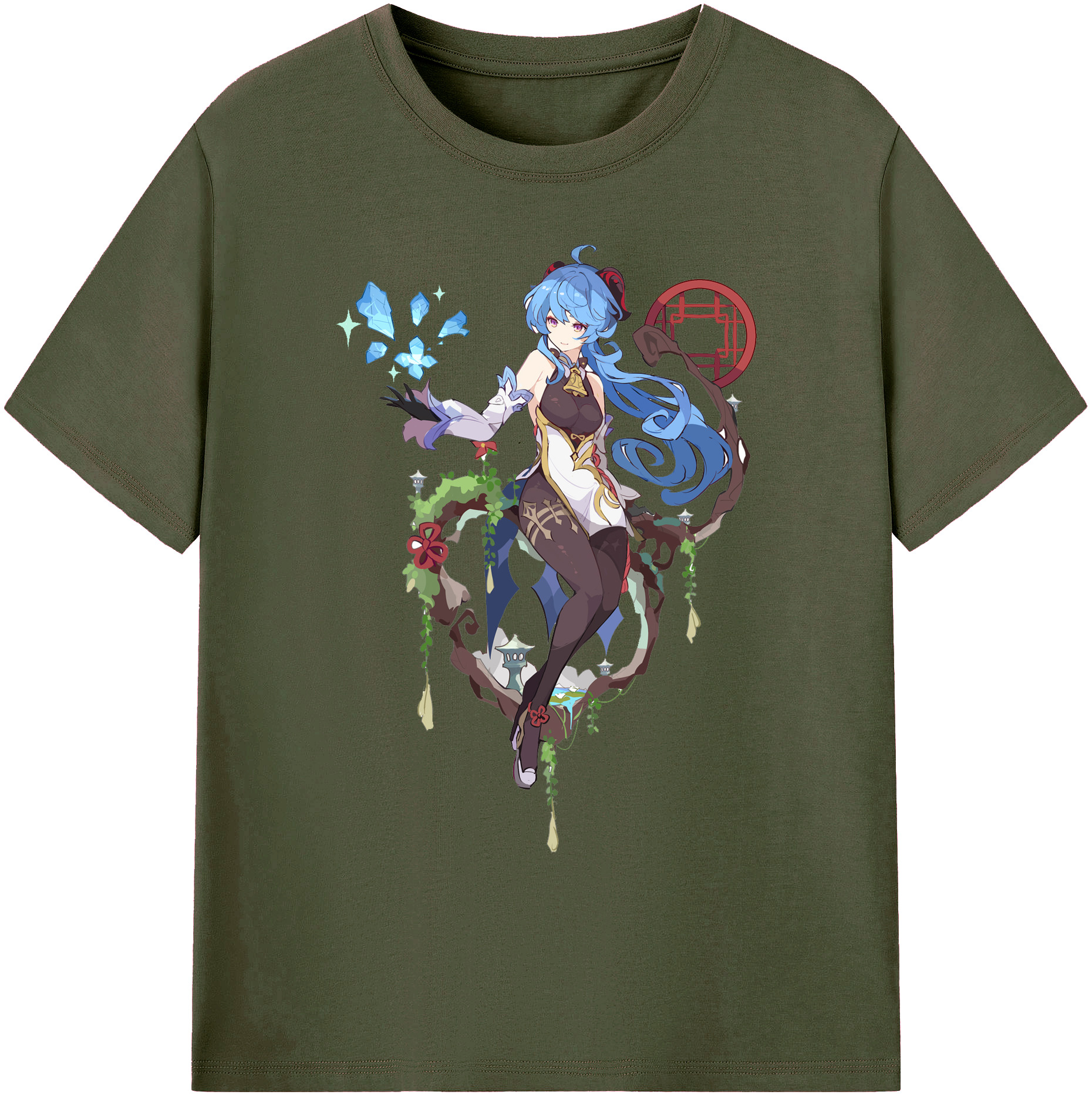 げんし神 甘雨 かんう genshin Ganyu 綿100％ メンズ半袖Tシャツ｜肌触りやわらか＆通気性